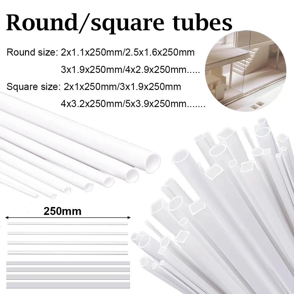 5 шт. белые квадратные и круглые трубы из АБС
