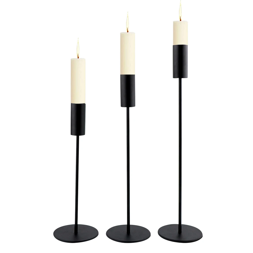 

3pcs Durable Wedding Living Room Party Banquet Taper Restaurant Wrought Iron Home Decor Art Craft Candle Holder Set Desktop