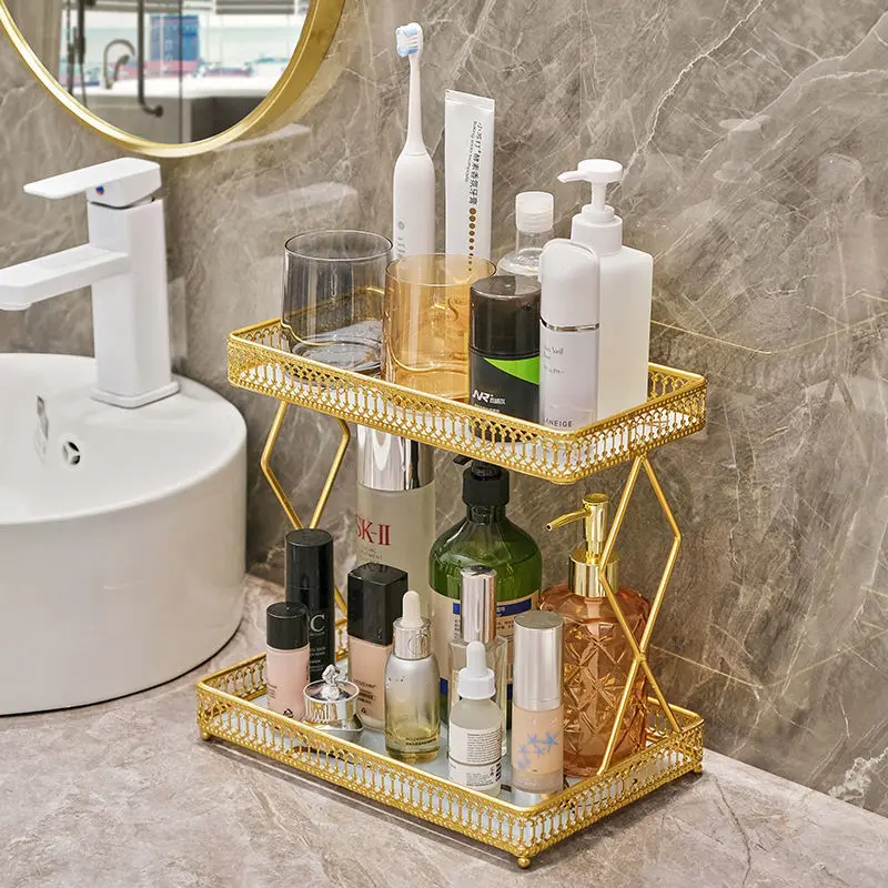 

Toilet storage rack, bathroom, restroom, restroom, washstand, cosmetics storage rack, double layer light luxury air wash basin