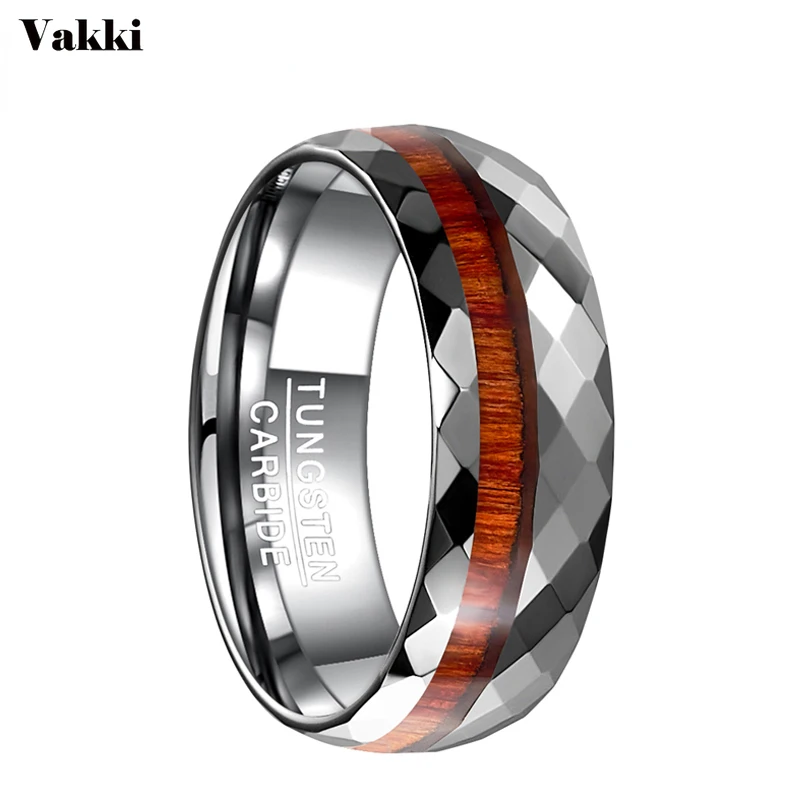 

JQUEEN Silver Color Polished Fashion Pattern Wood Grain Tungsten Steel Ring Valentine's Day Gift Male Jewelry Good Quality