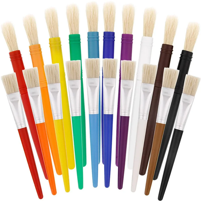 5/10pcs Paint Brushes Flat Tip Paint Brushes Hog Bristle Tempera Artist Paint Brushes for Kids with Short Stubby Plastic Handle 5/10pcs Paint Brushes Flat Tip Paint Brushes Hog Bristle Tempera Artist Paint Brushes for Kids with Short Stubby Plastic Handle