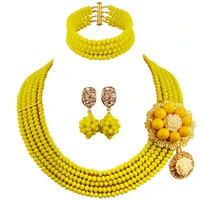 opaque yellow african beads jewelry set