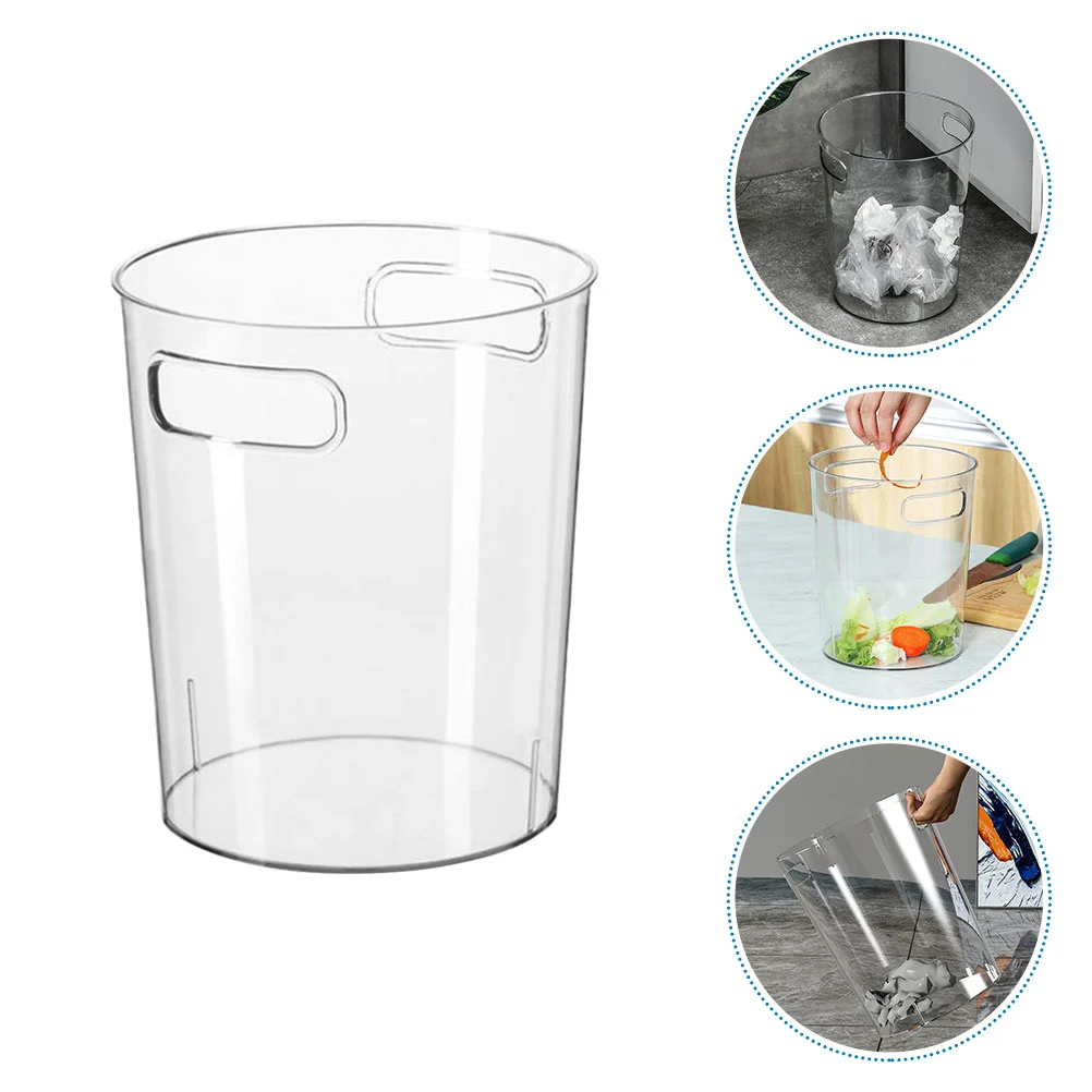 

Trash Can Bin Waste Garbage Basket Container Small Kitchen Wastebasket Bucket Table Bathroom Mini Paperoffice Flower Clear