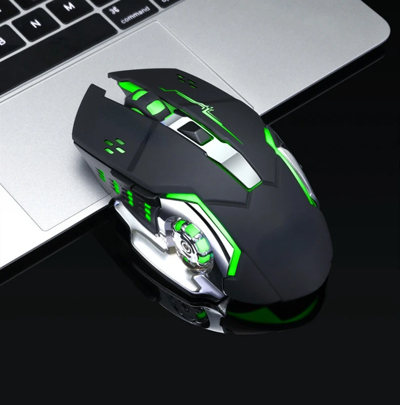 

Беспроводная оптическая игровая мышь, 2,4 ГГц, USB, 2400DPI, профессиональная геймерская мышь с подсветкой, перезаряжаемая Бесшумная мышь для ПК, н...