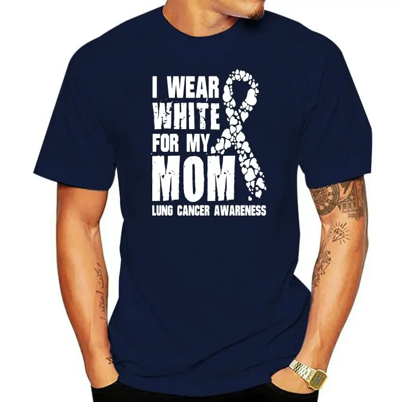 

Men T Shirt Lung Cancer Awareness T Shirt - I Wear White For My Mom_Black Women t-shirt