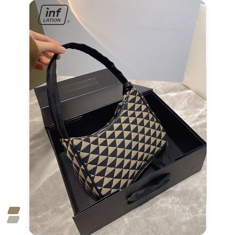 

2022 New Fashion Brand Hobo Bag Triangle Pattern Underarm Bag Vintage Luxury Designer Women Messenger Bag Handbag Crossbody Bag