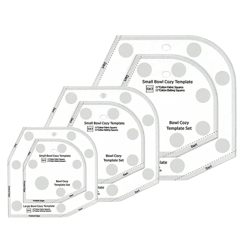 

1Set 3 Sizes 6Inch/8Inch/10Inch Bowl Comfort Pattern Template Acrylic Sewing Ruler For Sewing Acrylic Bowl Comfort Template