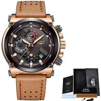 Relogio Masculino LIGE Chronograph Mens Watches Business Top Luxury Brand WristWatches Men Leather Waterproof Sport Quartz Watch Other Image