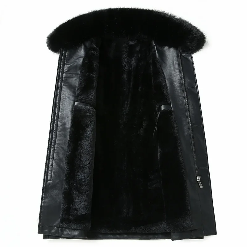 Новое поступление модная Большая мужская плюшевая кожаная куртка Suepr с лацканами