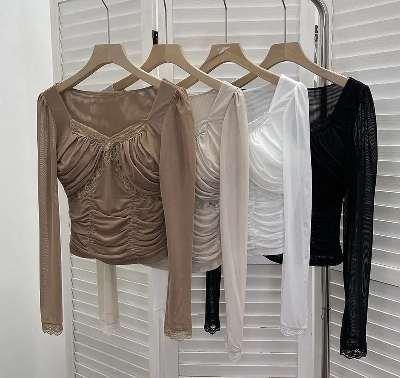 Женская сексуальная футболка с мягкой подкладкой и открытой грудью кружевная