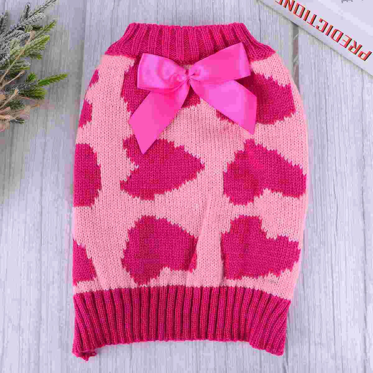 

Adorable Winter Warm Costume Exquisite Heart Pattern Sweater Creative Clothes for Dog Puppy XS(Rosy)