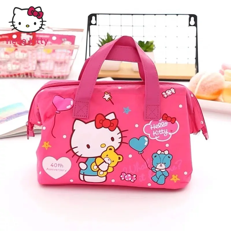 

Hello Kitty cute cartoon Lunch box Insulated portable lunch bag Student large capacity outdoor storage bag 24*18*14cm