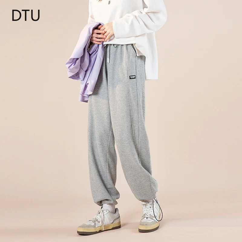 

2022 Spring New Waffle Sweatpants Sweatpants Women Straight All-match Loose Wide-leg Long Pants