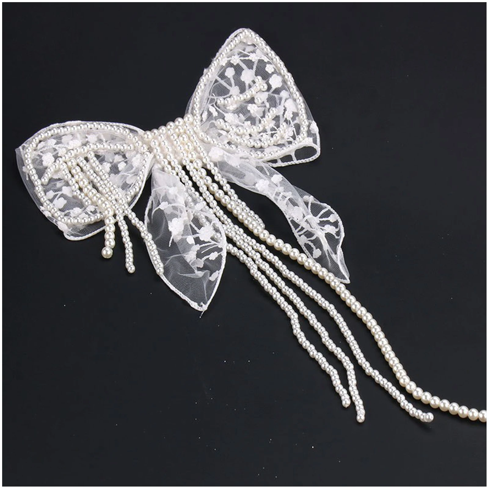 

Handmade Edge Clips Hairpin Fringed Ribbon Jewelry with Bowtie for Bridesmaid Wedding Dating Shopping NOV99