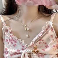 french rose necklace chaoxian spring new gentle water drop pendant clavicle chain white small fresh necklace