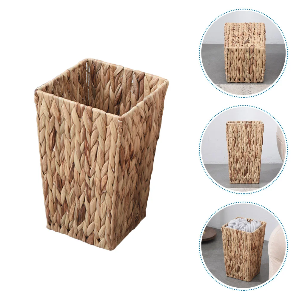 

Basket Trash Can Vase Planter Woven Storage Wicker Baskets Flower Decorative Seagrass Garbage Rattan Hamper Holder Toy Bathroom