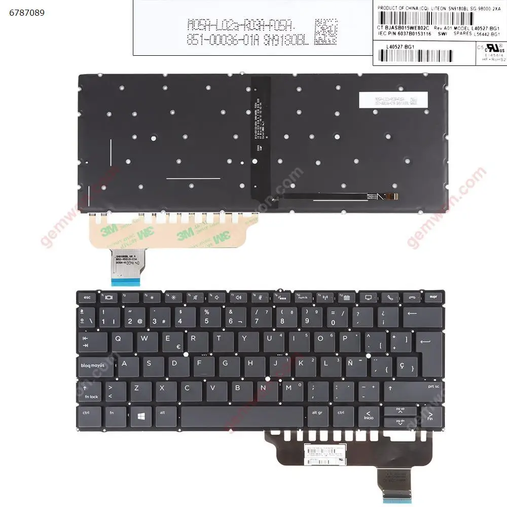 

SP испанская клавиатура для HP EliteBook x360 830 G5/G6 с черной подсветкой (подходит только для серии X360) L40527-BG1 6037B0153116