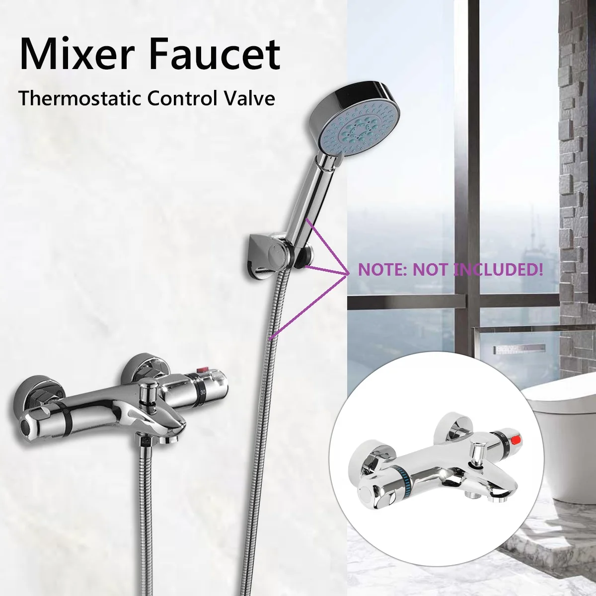 

Thermostatic Bath Shower Faucets Set Wall Mounted Bathroom Mixer Tap Hot And Cold Mixing Valve Bathtub Faucet