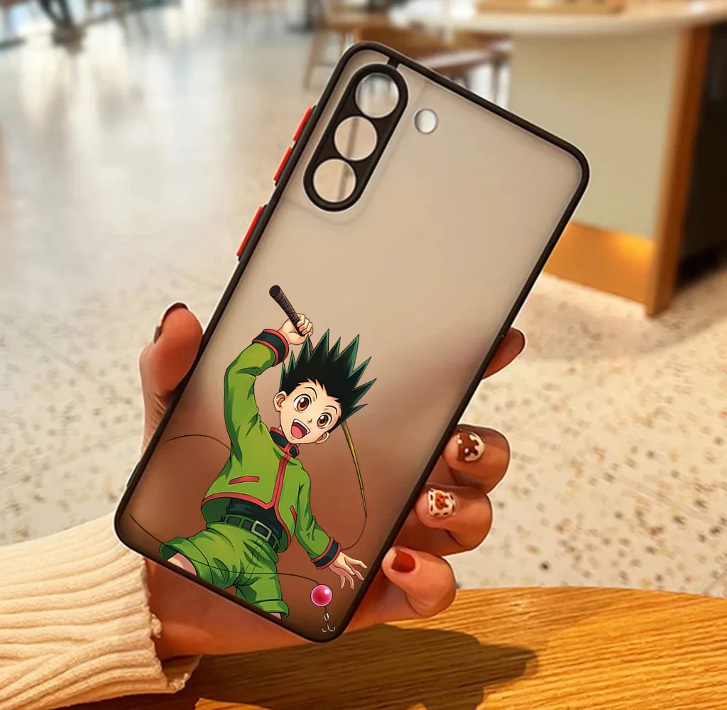 Чехол для телефона Samsung S21Plus S24 S23 S22 S20 A53 A54 A71 A72 A73 A34 A51 52 Hunter X GON · прозрачный