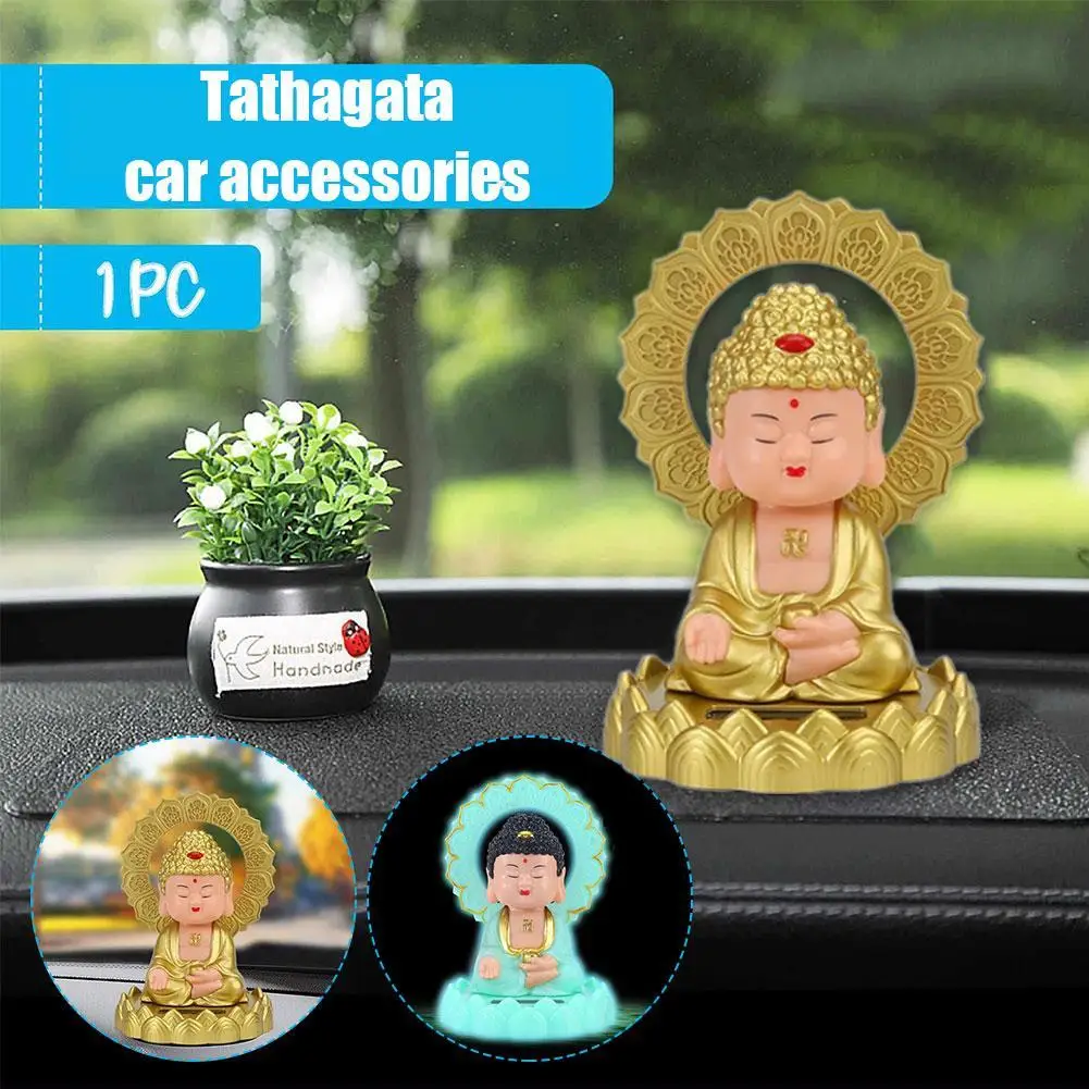 

Solar Nodding Buddha Statue Mascot Home Car Interior Decoration Lucky Tathagata Feng Shui Crafts Decorative Car Accessories