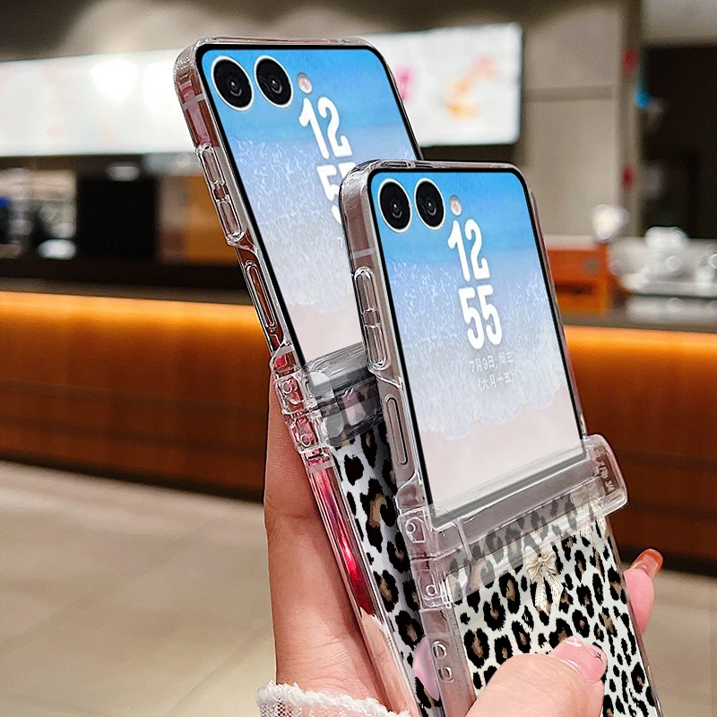Фото Чехол для складного телефона с леопардовым принтом для Samsung Galaxy Z Flip 8 7 6 5 4 3, прозрачный чехол из поликарбоната для Samsung Z Flip8 Flip7 FE Flip6 №5