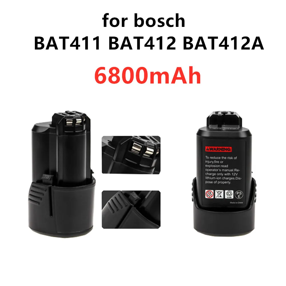 

100% Neueste Upgrade 10,8 V/12V 6,8 Ah Li-Ion Wiederaufladbare Werkzeug Akku für BOSCH Akkuschrauber BAT411 BAT412 BAT4