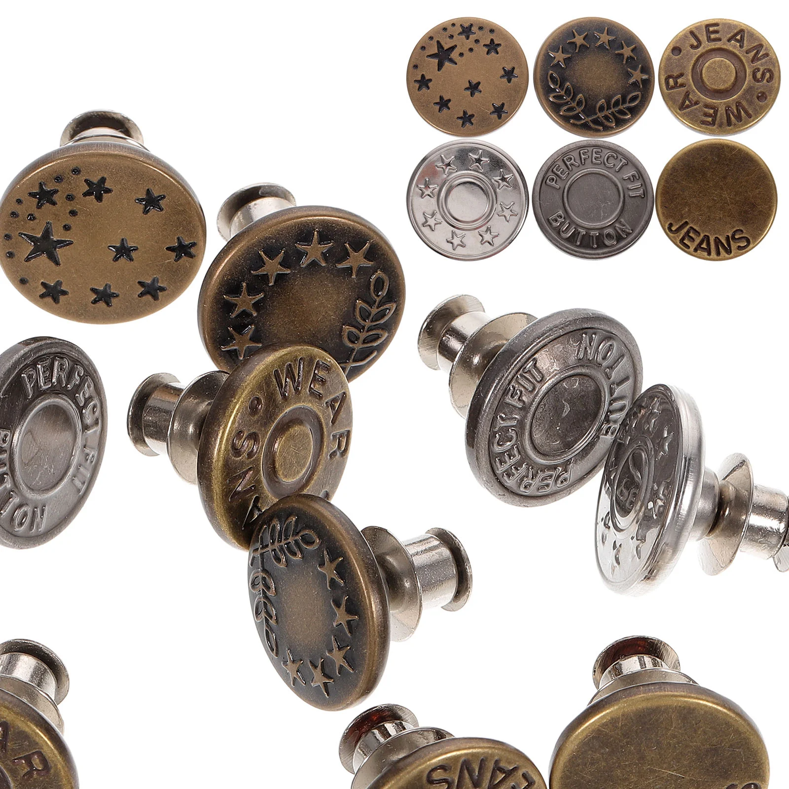 

12Pcs Jeans Waist Creative Convenient Nail-free Waist Buttons for Jeans Trousers Clothes Waist