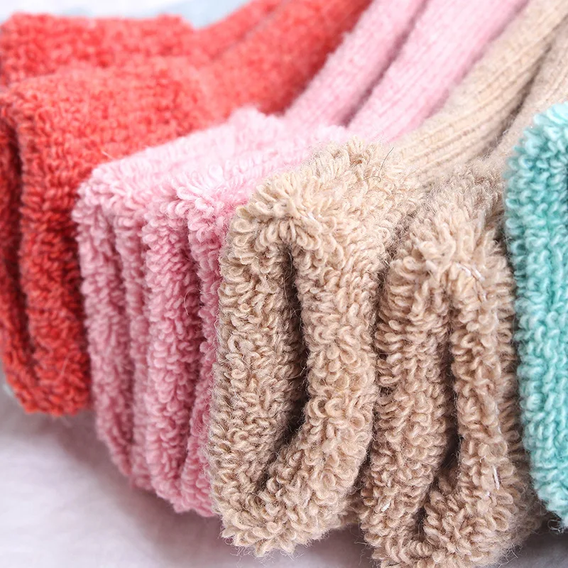 10 Pairs High Quality Winter Children Baby Super Thicken Real Wool Thermal Socks Solid Color Cashmere Snow Autumn Socks