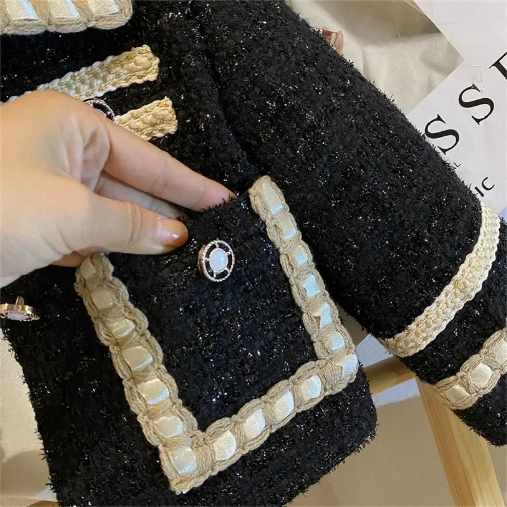 Детский твидовый комплект из 2 предметов куртка и юбка с хлопковой подкладкой на