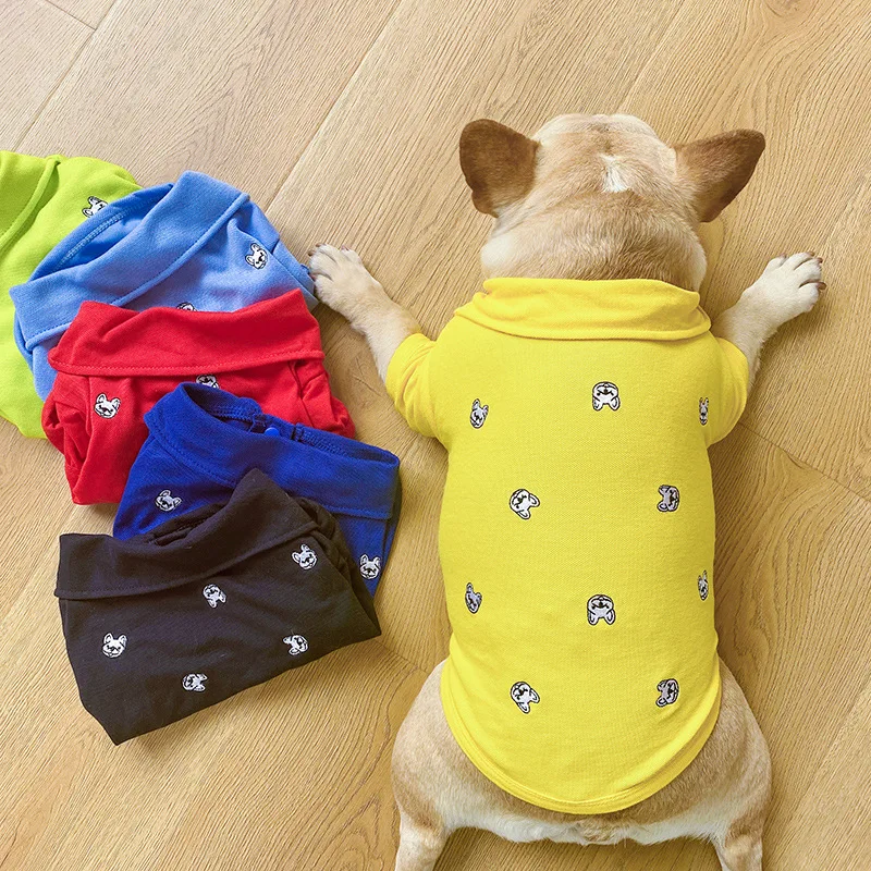 

French Bulldog Print Pet Dog Sweatshirt Solid Grey Cotton Overall Puppy Clothing Sweet Color Durable Cat Clothes Drop Shipping