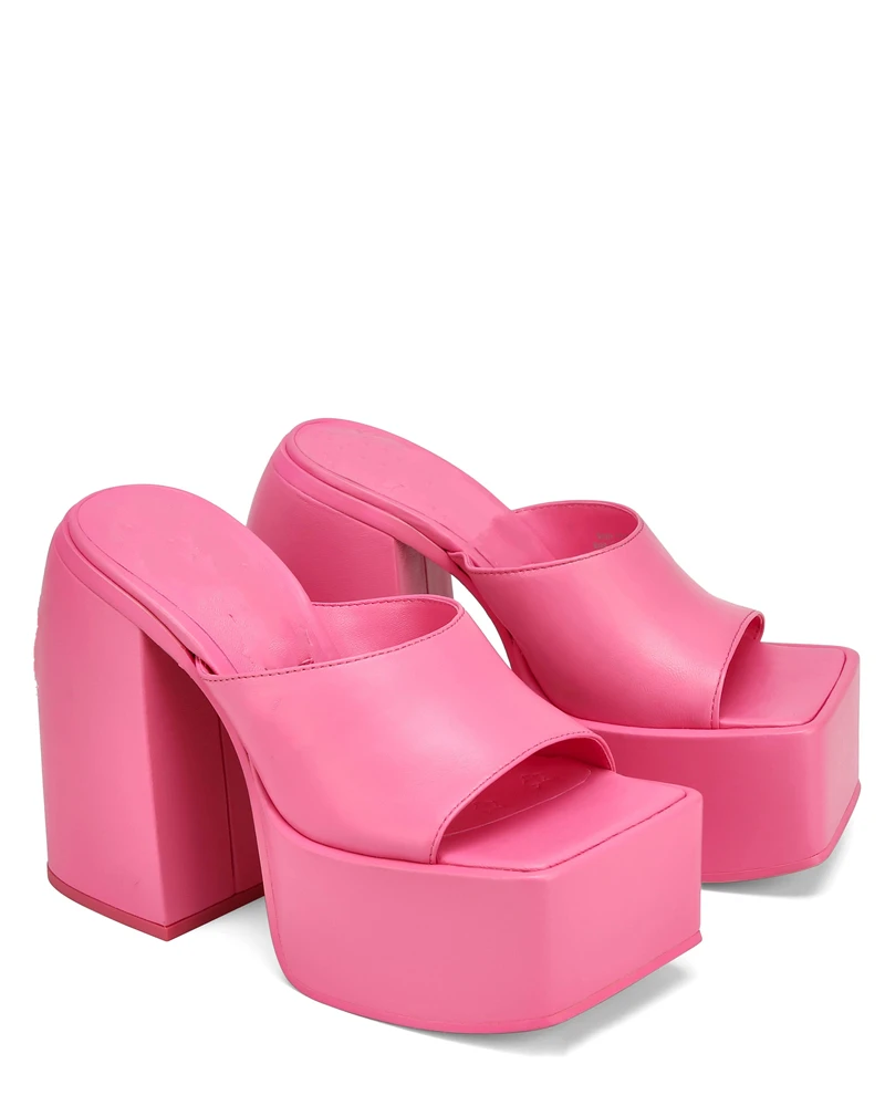 Женские шлепанцы конфетных цветов квадратный каблук платформа открытые Тапочки