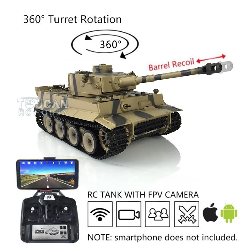 

Henglong 1/16 7.0 Pro Ver Tiger I RC Tank 3818 FPV Camera Metal Wheels Barrel Recoil Smoke Effect Infrared Battle TH19110-SMT7