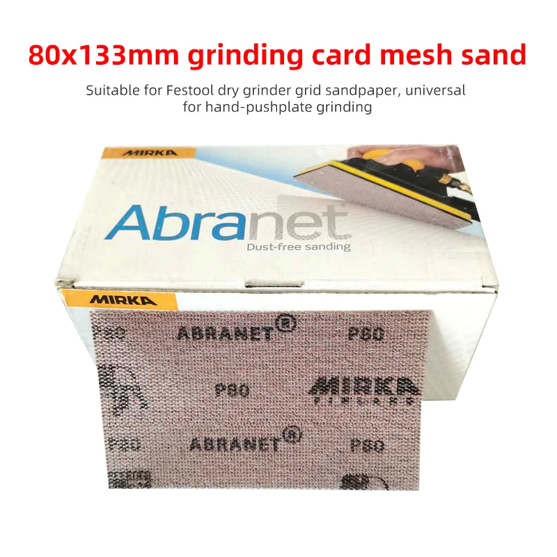 80/133mm 50PC Sanding Putty Coarse  Mirka Abranet  Rectangular Sandpaper Grinding Mesh Screen for Automotive  Car Abrasive Paper