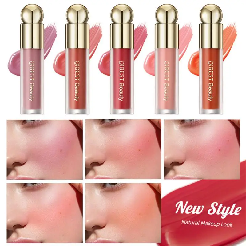 

QIBEST Beauty Liquid Blush Stick Pigment Lasting Natural Liquid Contouring For Face Blusher Cheek Tint Peach Cream Blush Makeup