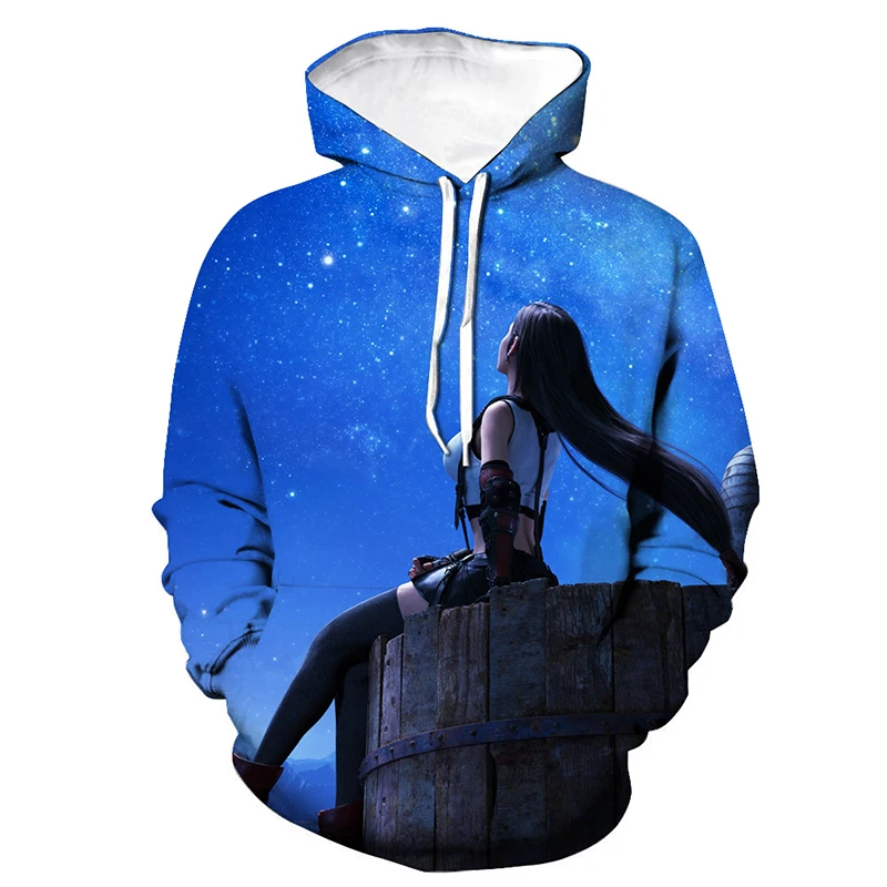 

Мужские толстовки с капюшоном, уличная одежда, свитшот с 3D рисунком в стиле аниме, мужской пуловер для косплея в стиле Фэнтези VII, хип-хоп