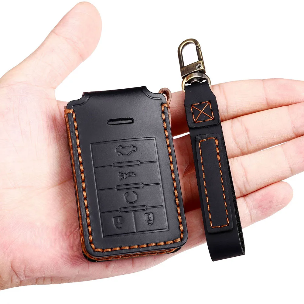 

Кожаный чехол для ключа с дистанционным управлением Премиум-качества для Cadillac, идеально подходящий размер кнопки и точное позиционирование