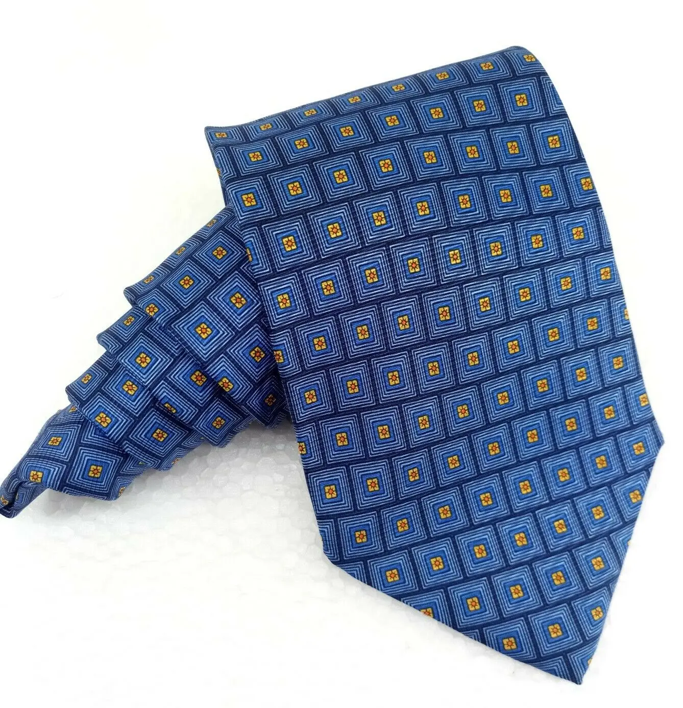 Cravatta blu e gold geometric Enrico Coveri mushroom long business/marriage | Ties