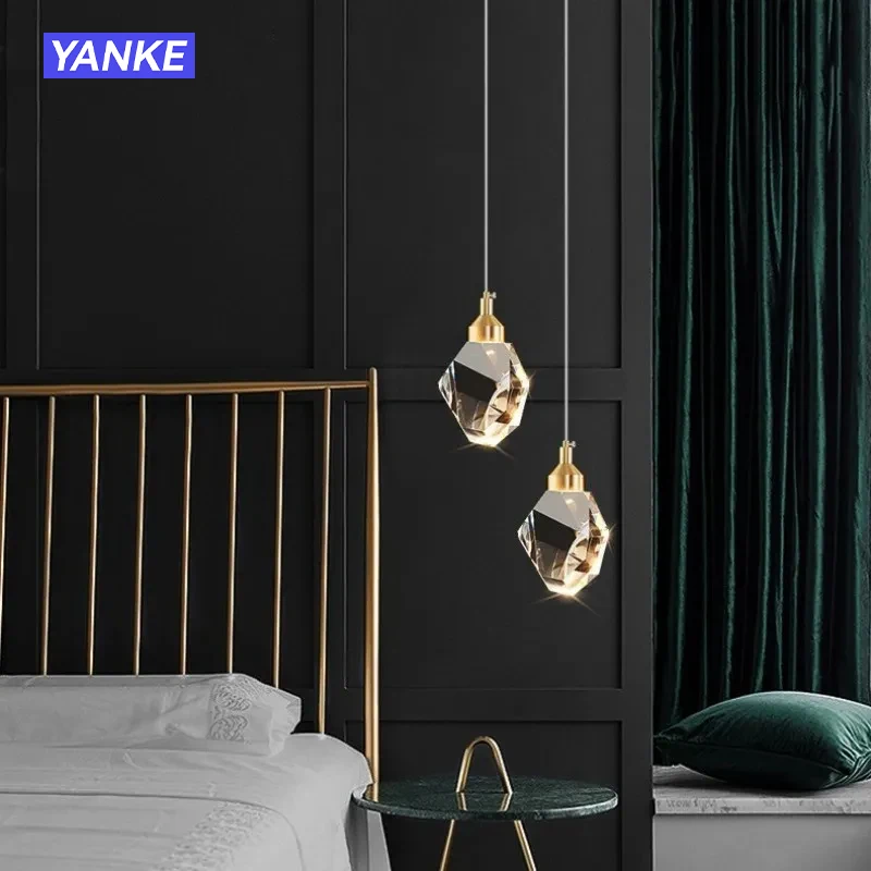 

Modern Luxury Crystal Pendant Lights Home Decor Bedside Hanging Light for Living Room Kictchen Bedroom Ceiling Chandelier Lamps