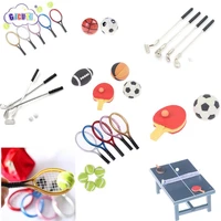 125pcsset dollhouse miniature outdoor tennis table soccer football basketball golf sticks model accessory kids toy