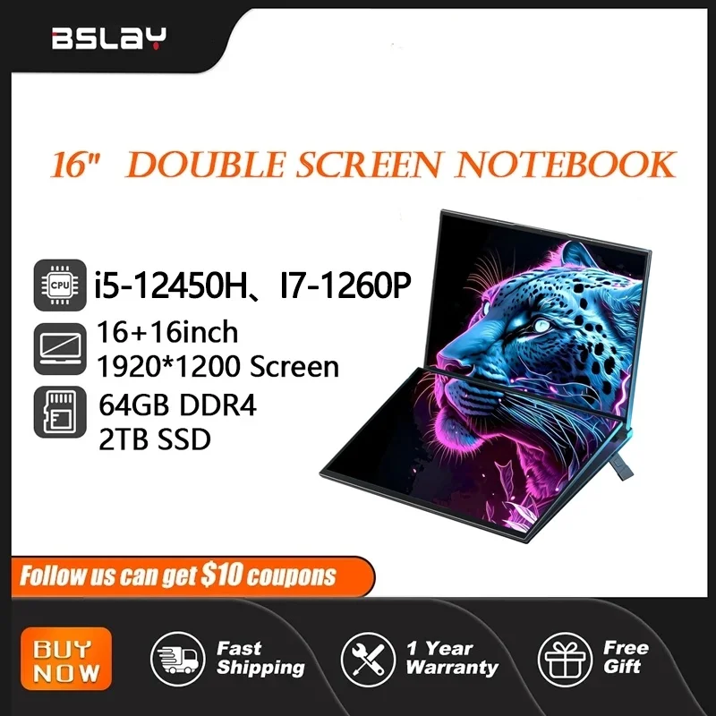 Ноутбук 16 + 16 дюймов Intel Core i7-1260P/i5-12450H двойной экран 64 ...