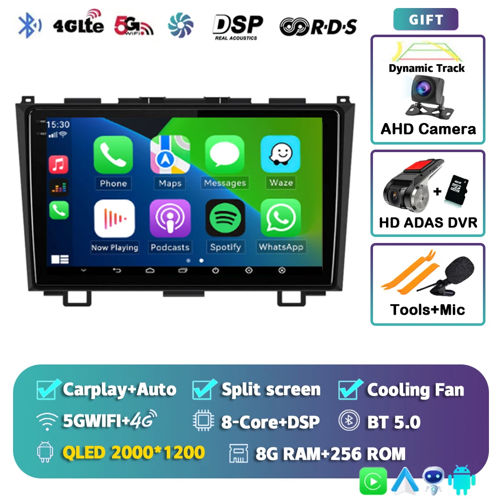 

Автомобильная магнитола Carplay, Android 14, для Honda CR-V 3 RE CRV 2007 2008 2009 2010 2011, мультимедийный плеер с GPS, стерео, головное устройство 2din