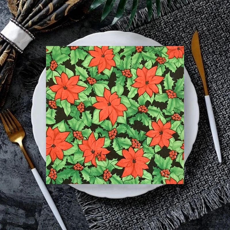 20 шт./пакет веселые рождественские цветочные шишки бумажные салфетки декупажные