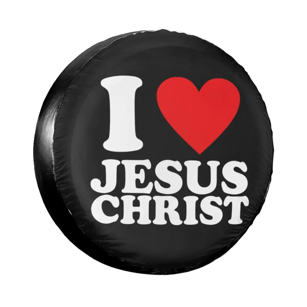 

I Love Jesus Christ Spare Tire Cover Case Bag Pouch Christmas Catholic Wheel Covers for Jeep Pajero 14" 15" 16" 17" Inch