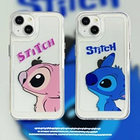 disney stitch cartoon transparent soft phone cases for iphone 13 12 11 pro max xr xs max x couple anti drop cover gift