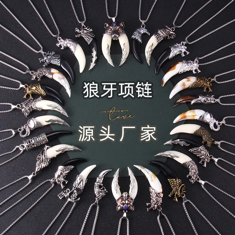 Ожерелье с подвеской в этническом стиле для мужчин кулон виде храброго волка