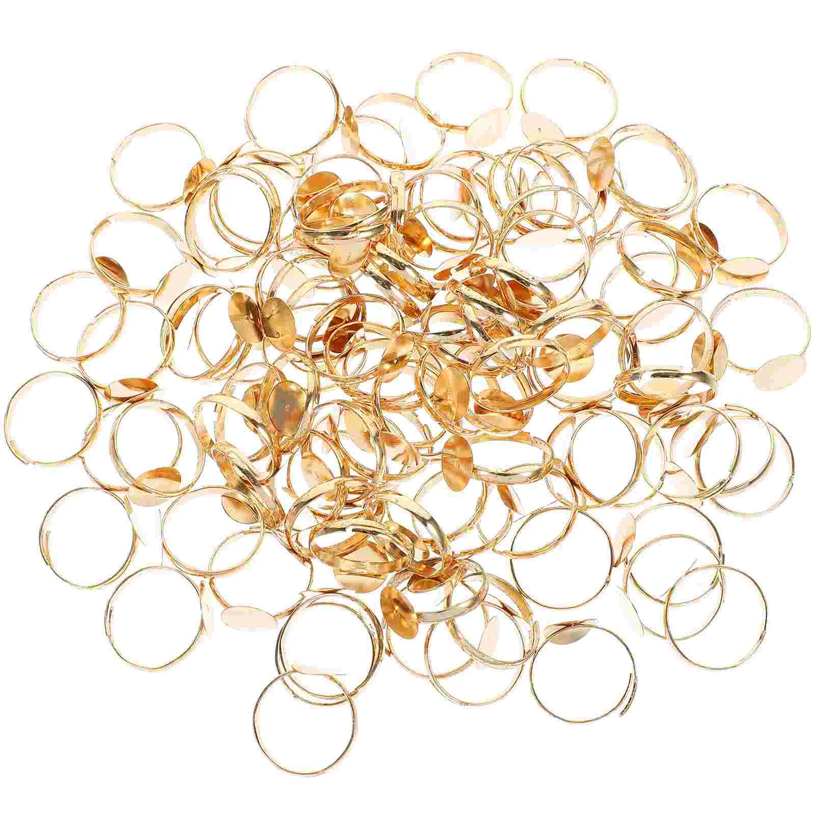 

100 Pcs Adjustable Ring Holder Stand Finger Rings Accessories Alloy Base Jewelry Bottom Pad Making Supplies Portable Blanks DIY