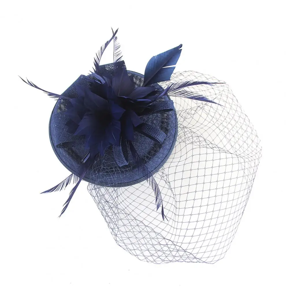 

Retro Handmade Sweet Fascinator Hat Faux Feather Flower Mesh Shape Party Headgear Banquet Accessories