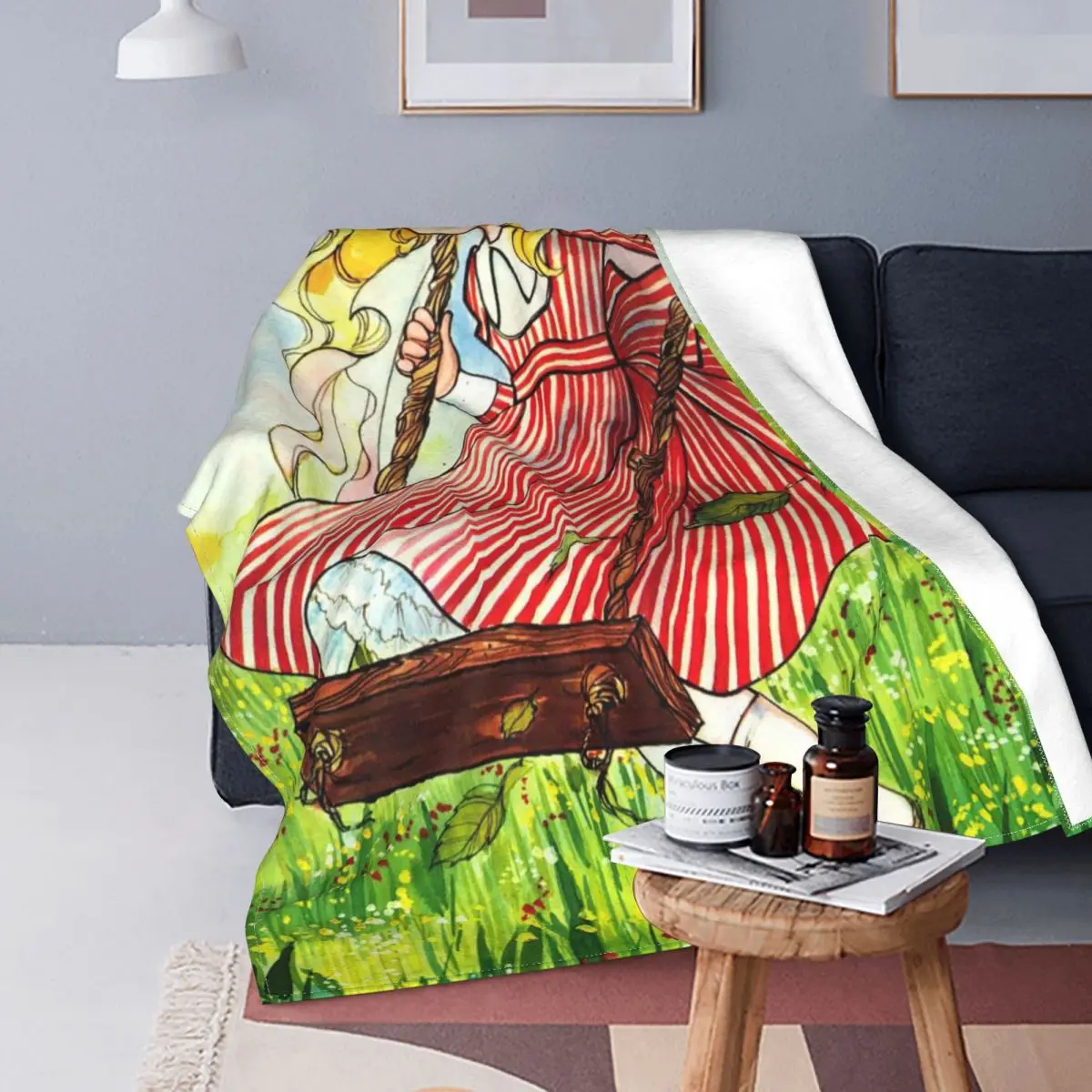 

Одеяло карамельных цветов в стиле комиксов для девочек, плюшевое одеяло из кораллового флиса в стиле аниме Манга на весну и осень, теплое по...