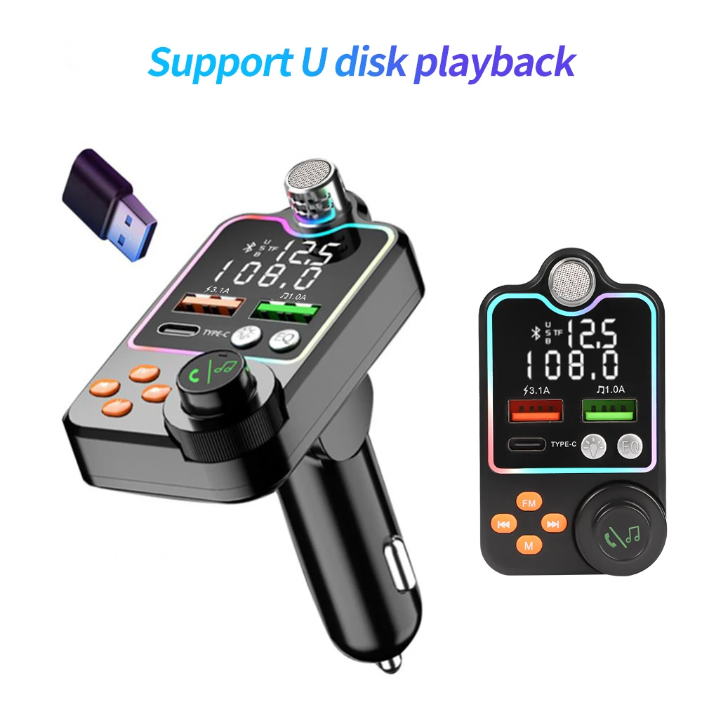 

FM-трансмиттер автомобильный с двумя USB-портами и поддержкой Bluetooth 5,0