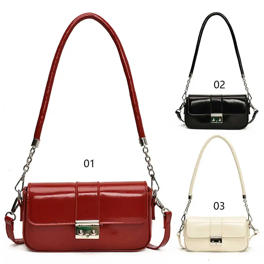 Женская блестящая сумка на плечо из искусственной кожи простая для подмышек